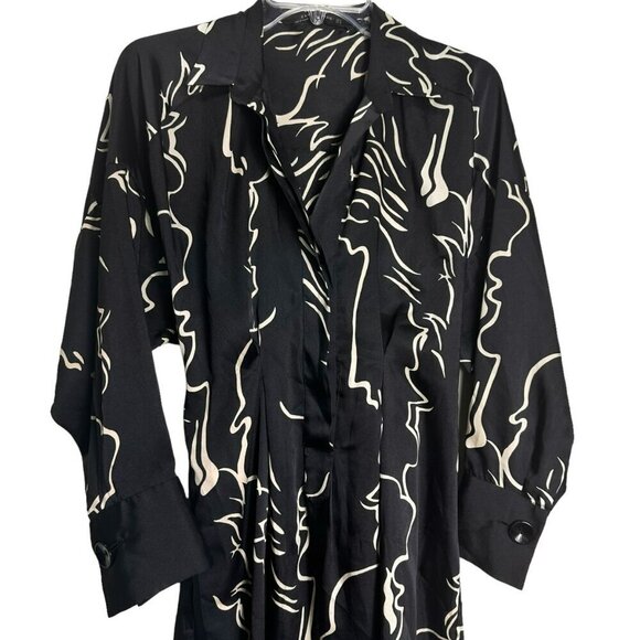 Zara Black White Abstract Print Tunic Midi Dress Size Medium‎ - Picture 4 of 14